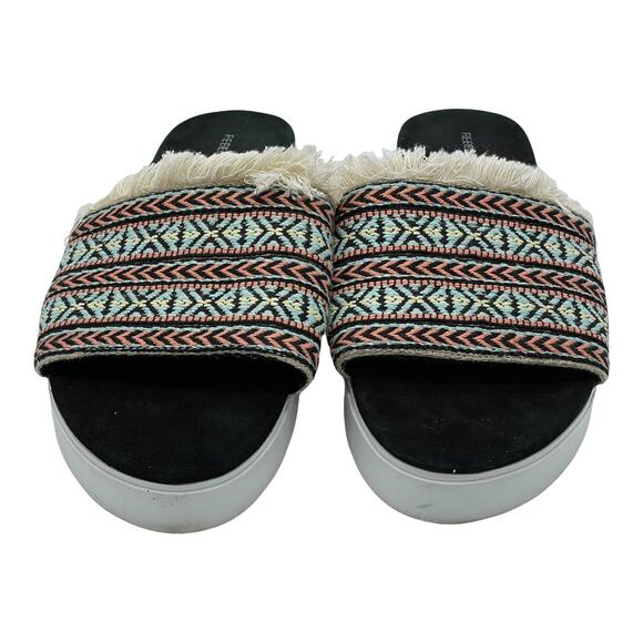 Rebecca Minkoff Printed Fringe Trim Slide Sandals - 9 - Picture 7 of 11